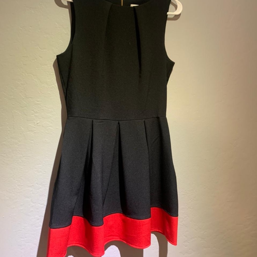 ModCloth black fit and flare with red border